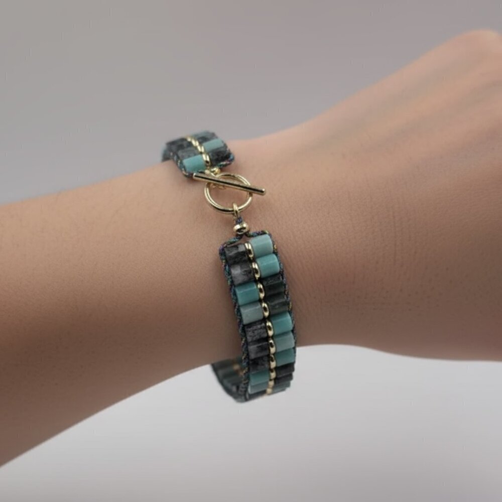 Kendra Scott Teal and Charcoal Beaded Bree Bracelet - Picture 3 of 7